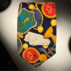 Papell 100% silk tie Tennis Racquets/Trophy/Balls Pre-owned Excellent Condition